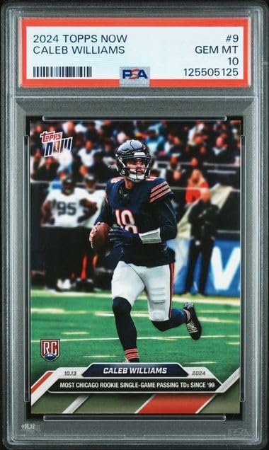Graded Psa 10 Caleb Williams Football Rookie Card # 9 Bears #1 Overall Draft Pick Young Star Quarterback