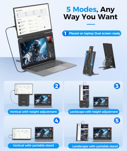 Image of 15.6 inch Laptop Screen Extender, 5 Modes & 360 Rotating Portable Monitor