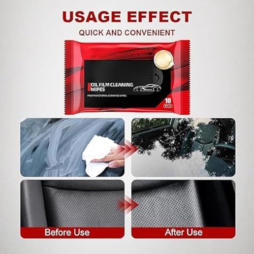 Image of Car Glass Oil Film Removal Wipes - Automotive Windshield Cleaning Wipes, Removes Oil Film, Dust, Fog, & Grease - Glass Cleaner Wipes for Quick Cleaning (40)