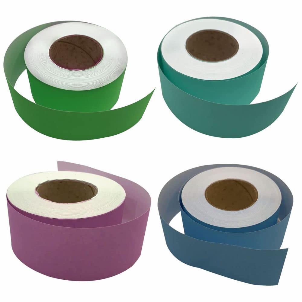 3 Ace Crafts (Pack of 4) Straight Edge Poster Paper Border Roll - (48mm x 50 Meters) - (Peppermint, Sky blue, Lilac, Pale Green) School/Office, Classroom Board Display Decoration, Fade Resistant Paper