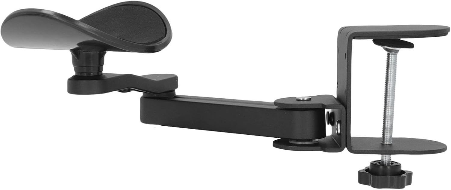 Adjustable Arm Rest, Ergonomic 360 Rotating Arm Support, Universal Clamp On Desk Rest with Adjustable Height for Office, Gaming Chairs, Left and Right Hand