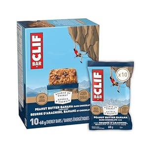 CLIF BAR Energy Bars, Pack of 10, Peanut Butter Banana Dark Chocolate, Granola Bar, High in Protein, Snacks, Breakfast Bars, Contains 70% Organic Ingredients, 680 g