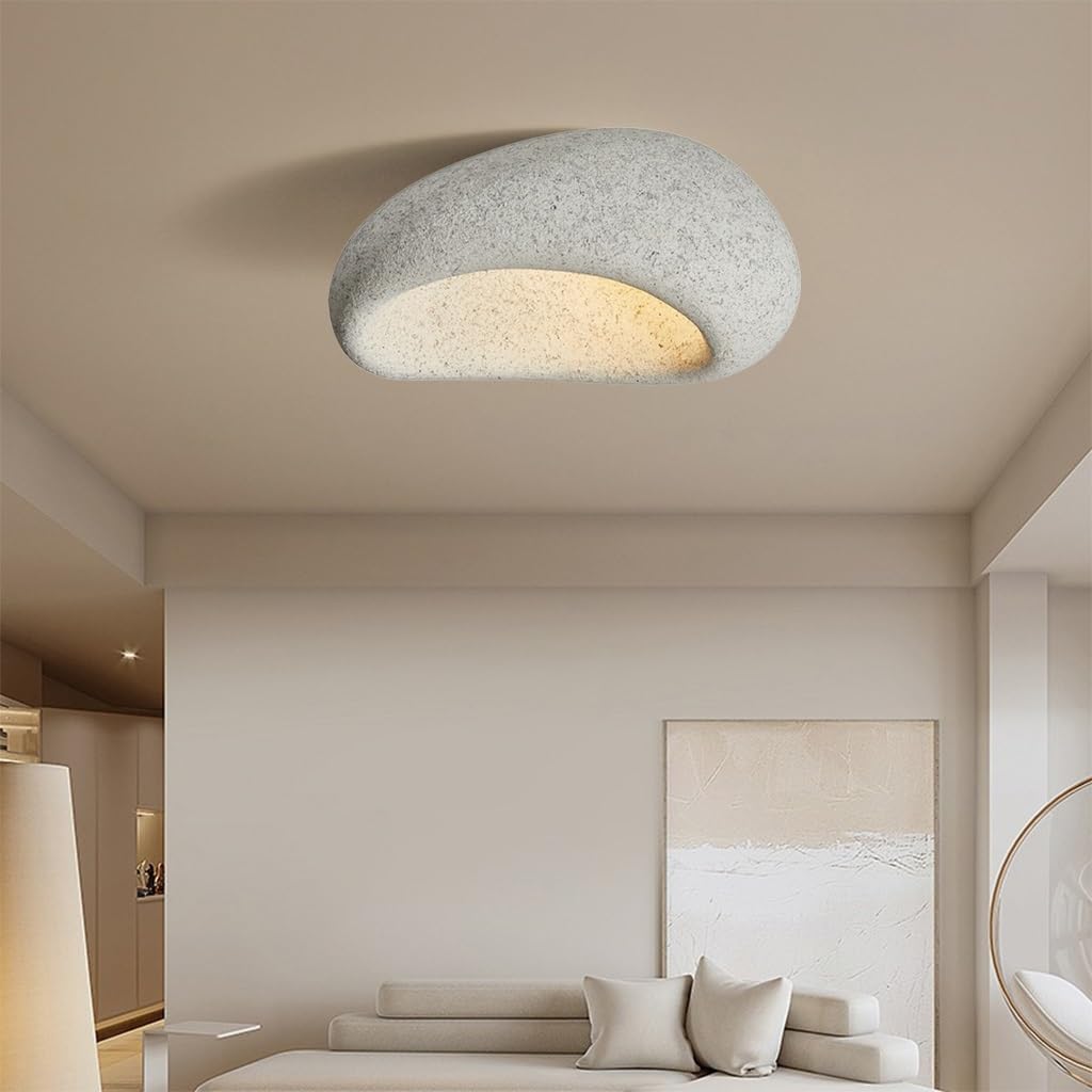 HEYUN Wabi-sabi Deckenlampe Moderne E27 Polyethylen-Lampenschirm Harz Deckenleuchte Kreative Lampe Decke Für Schlafzimmer Esszimmer Wohnzimmer Flur Innenbeleuchtung(B,60)