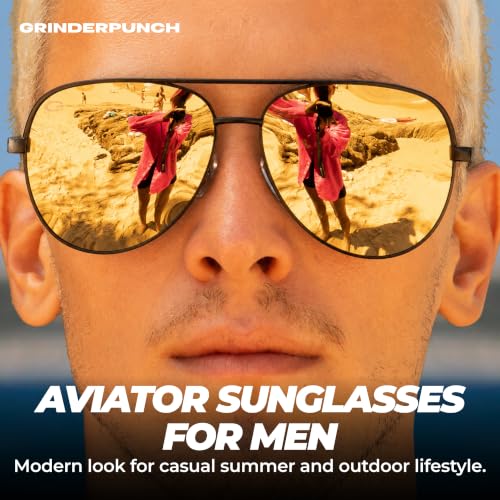 Image of grinderPUNCH XL XXL Aviator Sunglasses Men Big Head Oversized Polarized | 148mm and 153mm XL XXL Sizes, Fits Big Heads and Large Faces, Polarized UV400 Aviator for Men, Driving