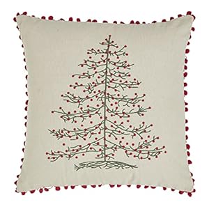 Piper Classics Timeless Ticking Red Embroidered Christmas Tree Throw Pillow Cover, Country Farmhouse Holiday Décor, 18" High x 18" Wide Piper Classics Timeless Ticking Red Embroidered Christmas Tree Throw Pillow Cover Country Farmhouse Holiday Decor 18 High x 18 Wide