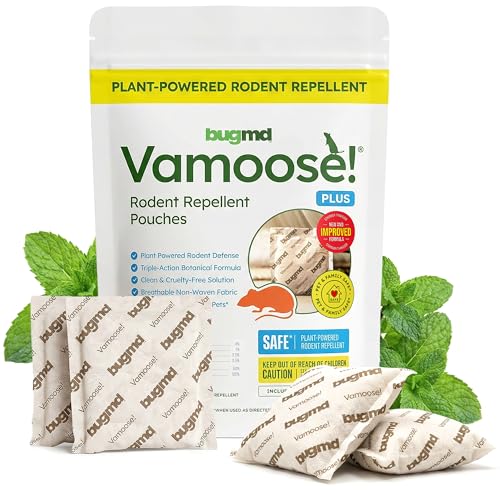 BugMD Vamoose! Plus Peppermint Oil Mouse Repellent Pouches | Natural Mice Repellent Indoor & Rat...