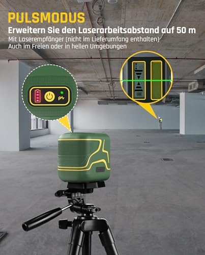 Fanttik D2 Kreuzlinienlaser Selbstnivellierend, Linienlaser Grün 30m, Wiederaufladbare Batterie, USB-C Aufladung, Magnetische Halterung 360°, Pulsmodus, IP54, für DIY und Dekoration - Grün