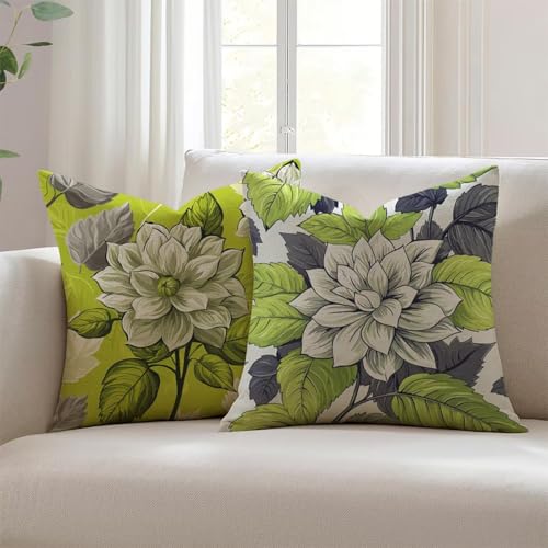 Housse de coussin extérieur imperméable 22x22inch lin rétro lot de 2