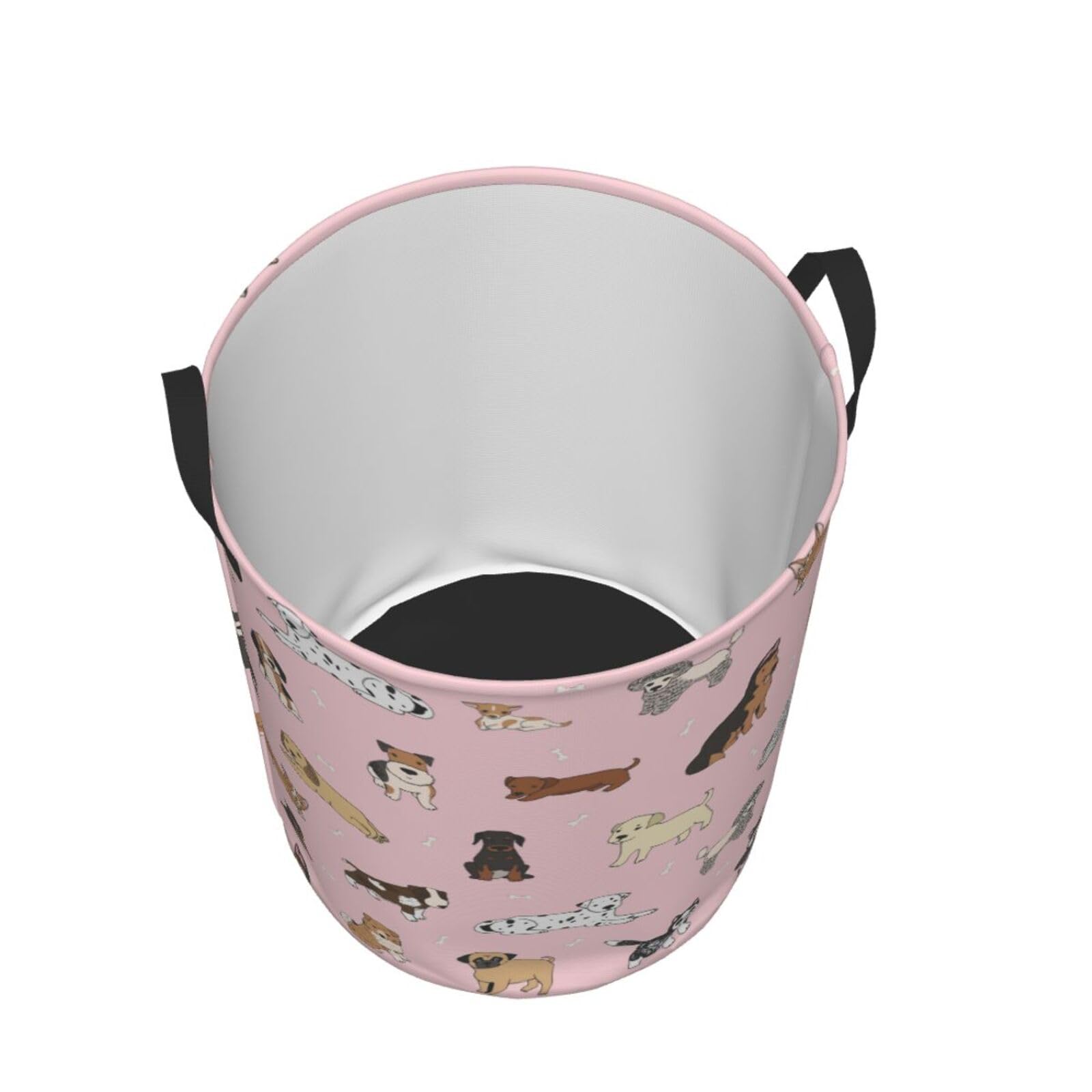 Gbuzozie Cute Dogs Animals Round Laundry Hamper Cartoon Dog Pets Storage Basket Toys Clothes Organizer Bin For Home Bathroom Bedroom Dorm Nursery, 62l