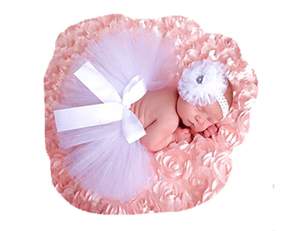 Newborn Baby Girl Tutu Suit/Baby Girl Photography Props Set (White)