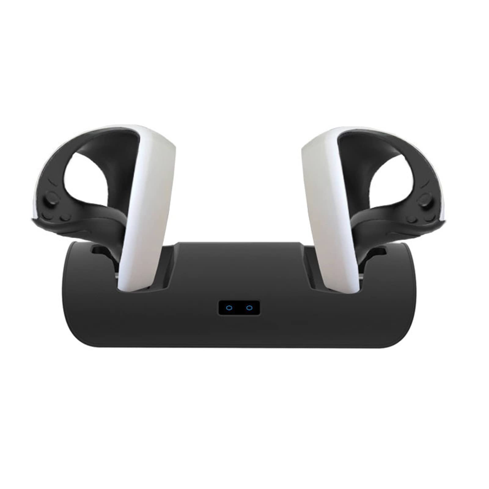 Doppia stazione di ricarica VR per controllo PS VR2, supporto per caricatore con maniglia VR, supporto di ricarica con indicatori luminosi a LED (nero)