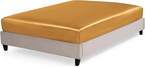 Miniatura 3 de P Pothuiny Sábana bajera de satén tamaño Queen, solo 1 sábana bajera individual, funda de colchón extra suave de bolsillo profundo para cama de 12 a