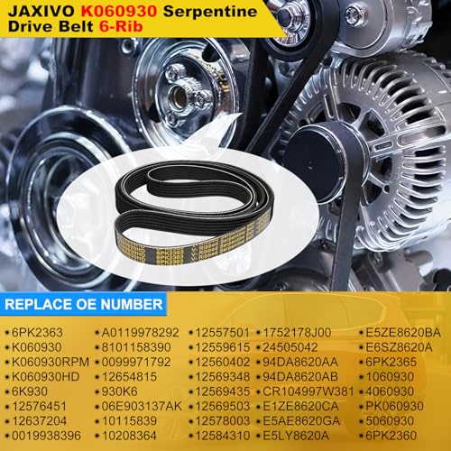Image of 6K930 Serpentine Drive Belt 6-Rib 93.03 inch for 14-17 Buick Enclave,16 A8 Escalade Chevy Silverado Express Savana Sierra 1500 2500 3500,Avalanche 1500 Yukon XL C63 EPDM Belt 6PK2363 K060930