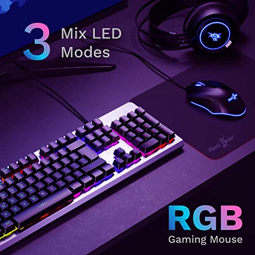 Image of Redgear GC-100 Keyboard and Mouse Set with 3 Mixed LEDs, Windows Keylock, Floating Keycaps, RGB Mode, Upto 3200 dpi and Gaming Grade Sensors, USB connectivity