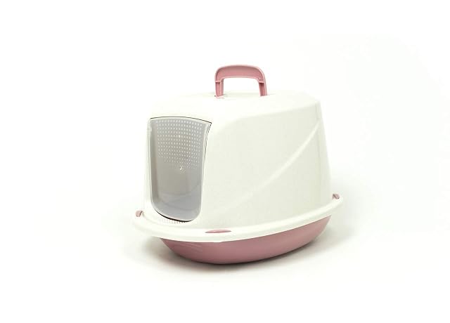 Bicheriaweb - Bandeja de inodoro para gatos con tapa y puerta, 45 x 36 x 32,5 cm, modelo 700098, color rosa