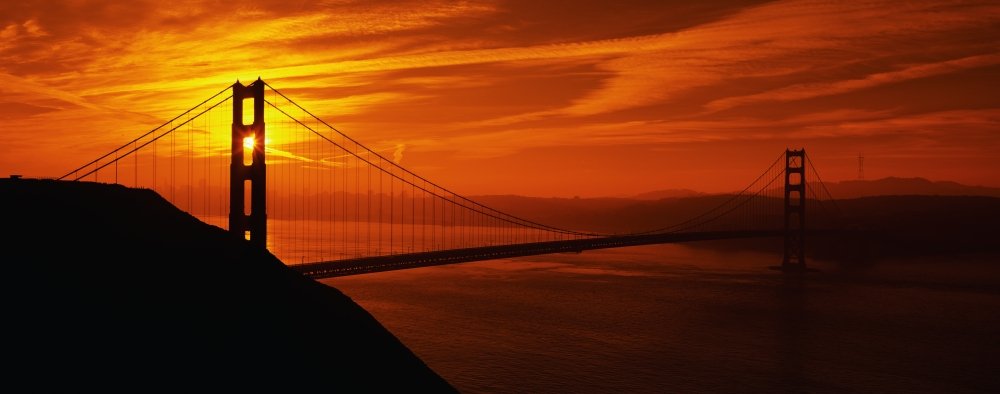 PPI75050L Golden Gate Bridge San Francisco CA Poster Print, 36 x 12