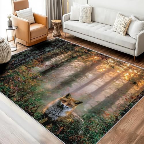 Tapis décoratif forêt de renards 3D doux 200x290cm - 2