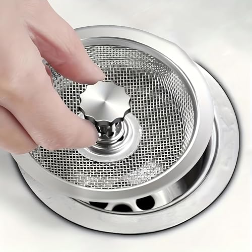 Stainless Steel Kitchen Sink Filter - 3.26" and 2.75" grid, anti-blocking suitable for bathrooms, toilets.