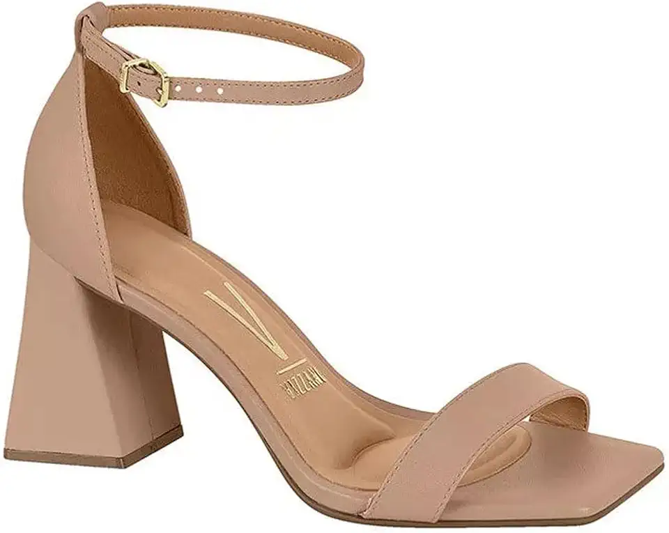 Sandália Feminina Salto Flare Pelica Nude Vizzano 6464.102