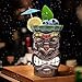 Tiki Mugs Cocktail Set of 4 - Large Tumblers Ceramic Hawaiian Luau Party Mugs Drinkware, Cute Exotic Cocktail Glasses, Tiki Bar Professional Hawaiian Party Barware, TKSET0005…