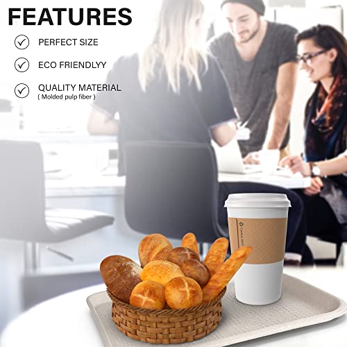 White Rectangular Molded Fiber Pulp Cafeteria Style Food Tray Size Of 12”X 16” By Mt Products (15 Pieces) - Made In The Usa #TOP4