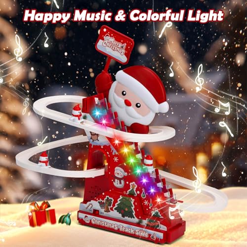 Climbing Stair Slide Toy for Kids, Racing Tack Playset with Music and Light, Christams Toy, Santa Claus Themed, Gift for Boys Girls - image 2