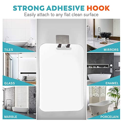 Espelho de chuveiro antiembaçante para barbear, grande, com suporte de barbear, uso em viagem, aço i