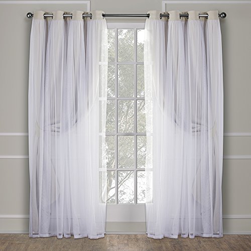 Image of TOWN & COUNTRY LUXE Talia Double Layer Indoor Curtains, Sheer and Room Darkening Blackout, Grommet Top, Energy Efficient, 2-Pack Set, 52 inchx108 inch, Sand