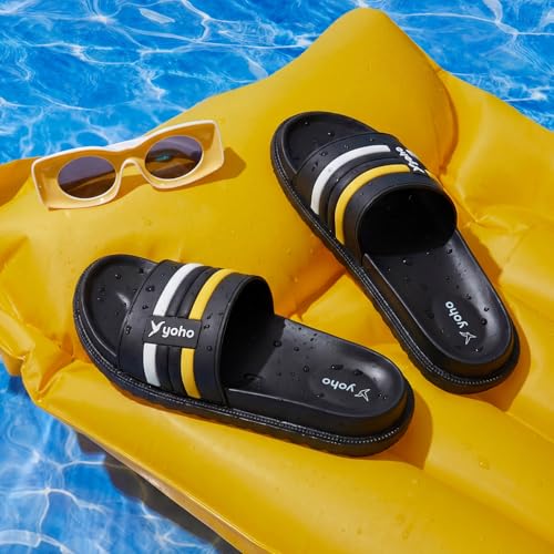 Image of YOHO Men Sliders UrbanloomX | Waterproof Monsoon Footwear | Textured Upper & Cushion Comfort | Home Wear Chappal for Gents & Boys