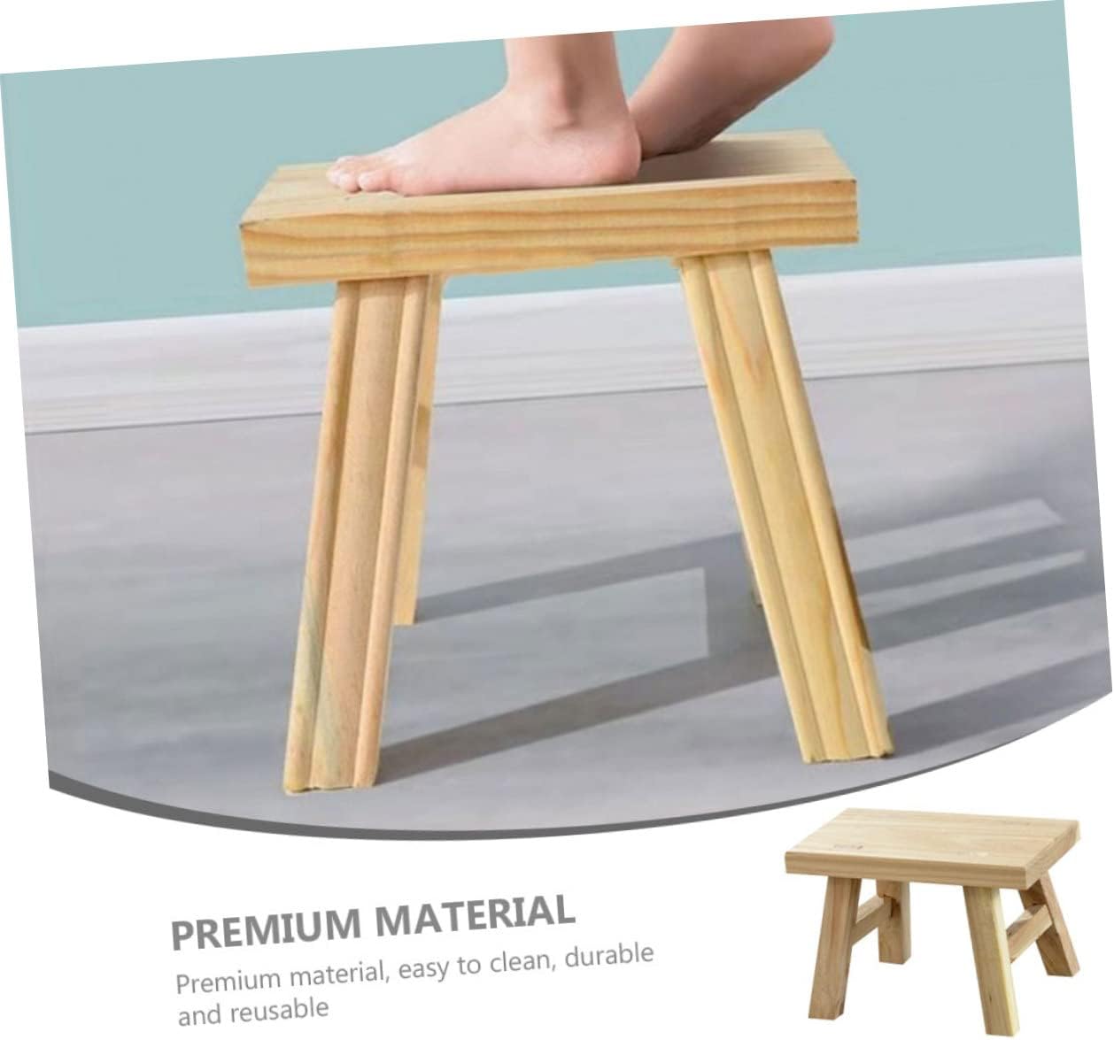 Zerodeko Wooden Kids Step Stool for Toddlers Low Rectangle Stool for Bathroom and Kitchen Sturdy Solid Wood Design Easy to Use for Children