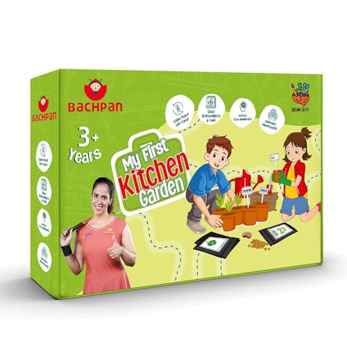 Image of Kids Gardening Kit for Age 3-7 | My First Kitchen Garden DIY Plant Growing Kit | Educational Science Toy for Kids | Complete Gardening Set with Seeds, Tools & Pots | Gift for Boys & Girls