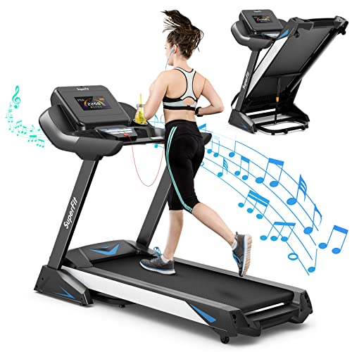 Image of GYMAX Folding Treadmill, 4.75HP Auto Incline Treadmill with LED Monitor, Blue Tooth Speaker, App Control, 20 Preset Programs & Pulse Grip, Foldable Running Walking Jogging Machine for Home Gym