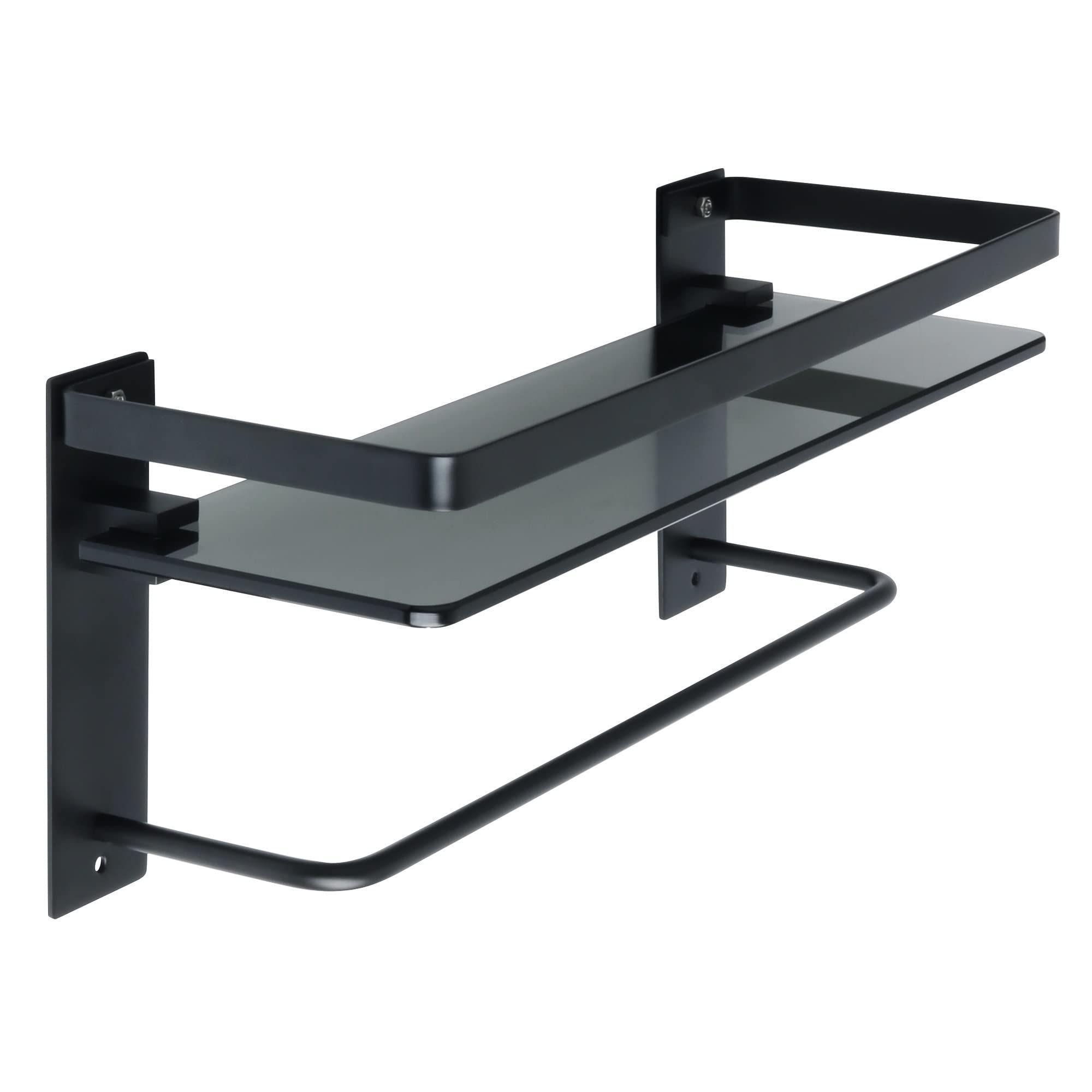 Floating Shelves Shower Caddy Bathroom Shelf Bathroom Shelf Sustowel Rail Tempered Black Glass Shelf Wall Mounted Matte Black