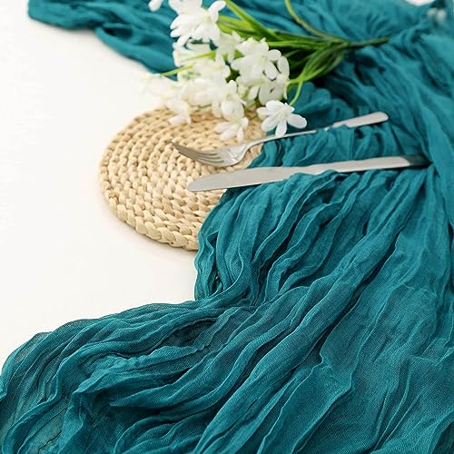 Cheesecloth Table Runner, 70 Inch Soft and Skin-Friendly Semi-Transparent Retro Machine Washable Boho Table Runner,Reusable Natural Pleated Design Cheese Cloth Table Runner for Weddings Thanksgiving - image 4