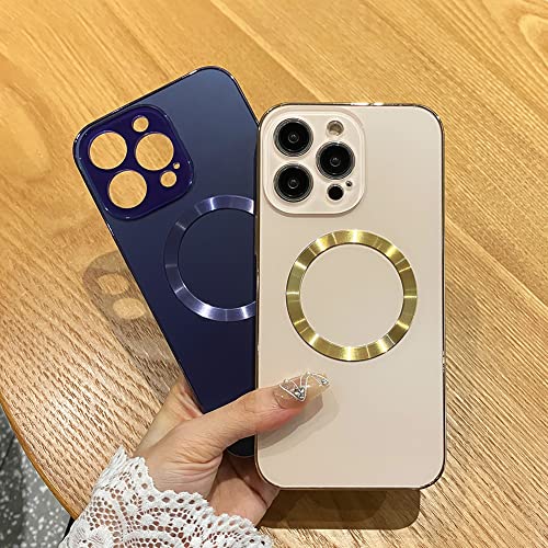 Mzelq Magnetic Case For Iphone 14 Pro Max Case [Compatible With Magsafe] For Women Men Thin Slim Glass Back Soft Tpu Bumper Shockproof Protective Plating Edge Phone Case 14 Pro Max 6.7" 2022 - Purple #TOP4