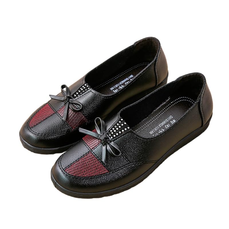 2025 Mother Shoes Single Middle-Aged and Elderly Women's Shoes Middle-Aged New Flat-Soled Leather Summer Elderly Pedal Autumn