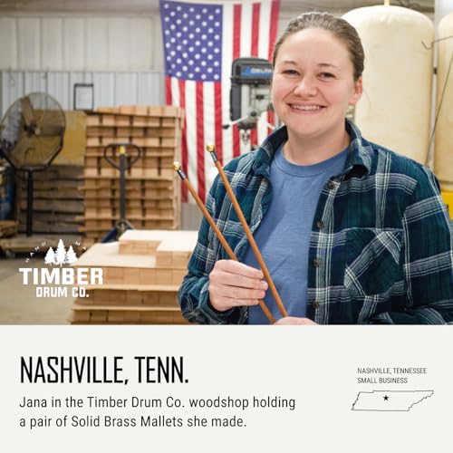 Image of Timber Drum Co. Bell /Glockenspiel Mallets - MADE IN U.S.A. Percussion | Sticks For Orchestral Bells, Bell Tree, Crotales - Solid Brass with Solid Birch Handles, 15.25 inch