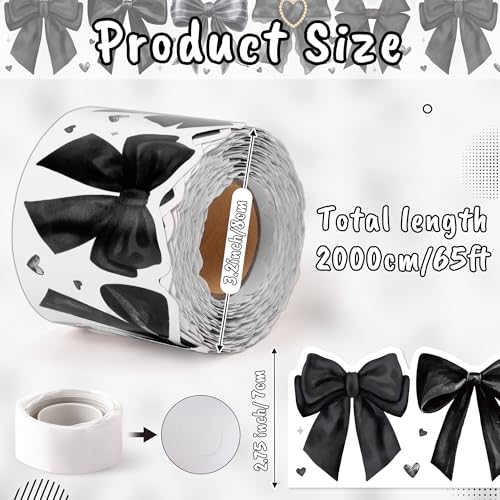 Image of BeYumi Black Bows Border Trim - 65ft Back to School Watercolor Black Bow Coquette Rolled Border Trim Watercolor Bulletin Board Classroom Office Chalkboard Kindergarten Elementary Home Party Decor