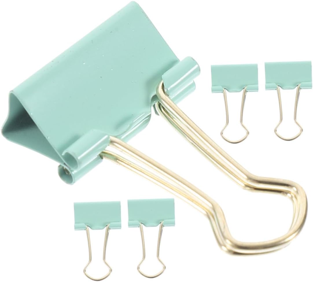 WOONEKY 5pcs Small Binder Clips 25mm Green Metallic Paper Clips for Office Document Organization Portable for School and Home Use