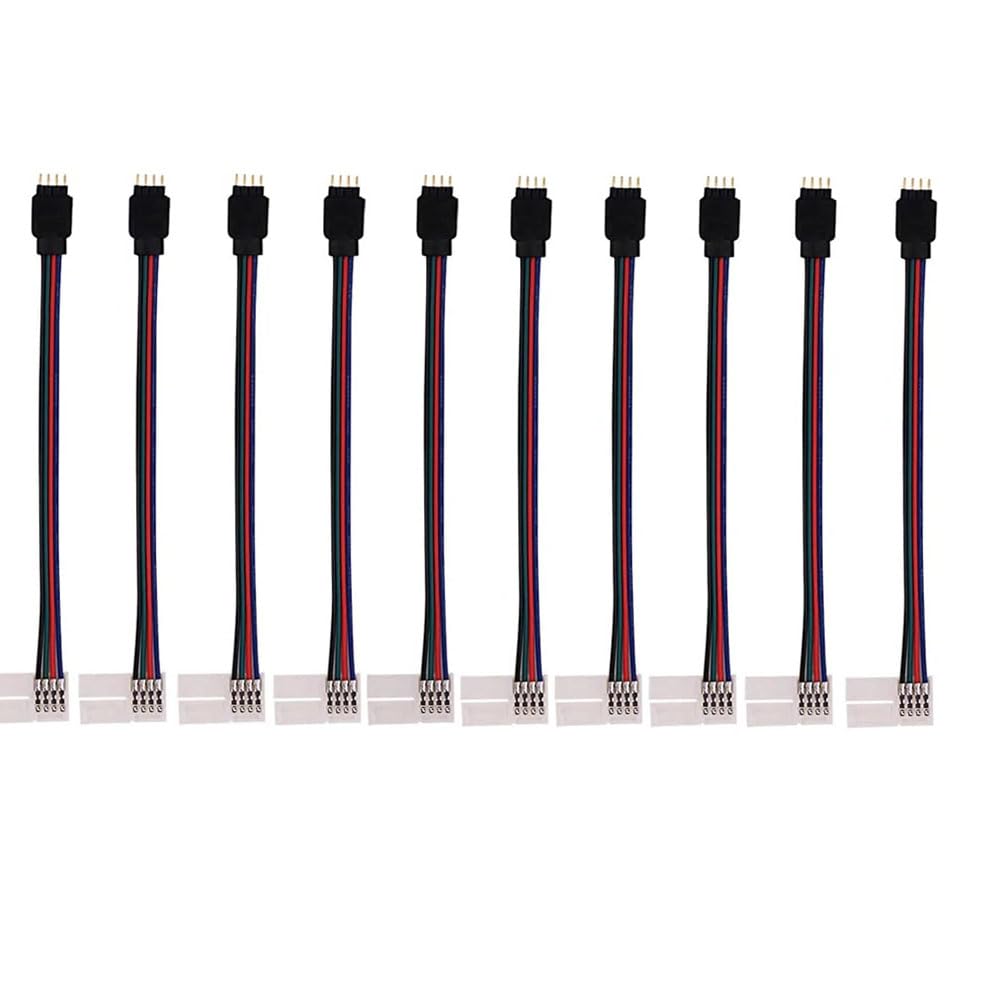 YAJIERUI 3528 5050 RGB LED strip light with 8mm wide strip to controller jumper, 4-pin rail lighting connector for DIY category