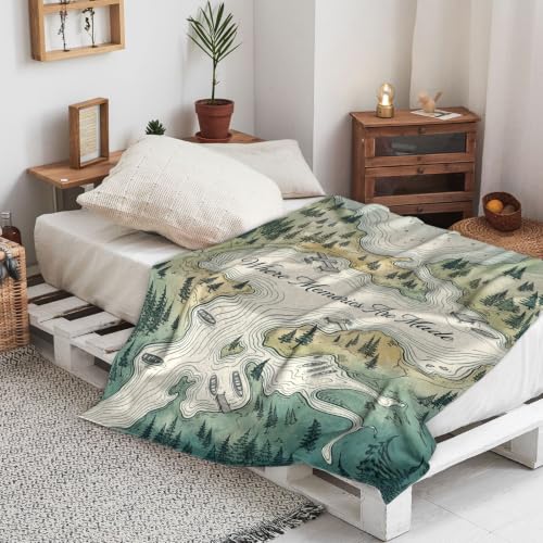 Couverture en flanelle verte 152x203 cm légère pour lit et canapé