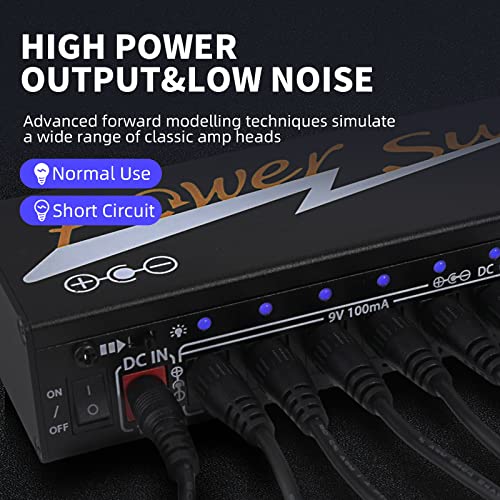 image for Yueyinpu Power Supply for Guitar Effect Pedals 10 Isolated DC Output 9