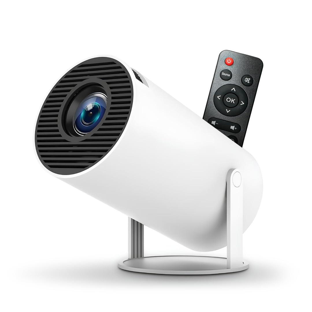 Mini Proiettore Portatile con WiFi 5G e Bluetooth 5.0 - Proiettore LED con Android OS, Correzione Trapezoidale Automatica, Supporto 4K, Ideale per Home Theater e Intrattenimento