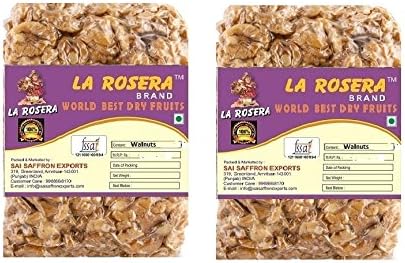 La Rosera Light Quarter Walnuts (Akhrot) 500g (250gm x 2)-Without Shell.