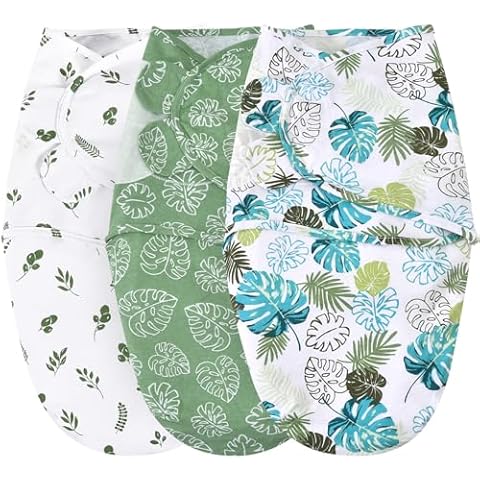 david's kids 100% Cotton Baby Swaddle Wrap 0-6 Months, Soft Breathable Swaddle Blanket for Newborn Infant, Adjustable Baby Swaddle Sleep Sacks for Boys Girls, Newborn Essentials, Leaf Cover