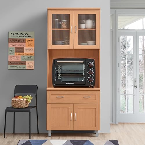 image for HODEDAH IMPORT Tall Standing Kitchen Cabinet with Top and Bottom Enclo