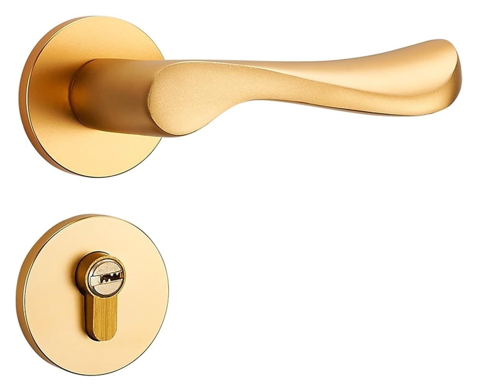 Türgriffschloss, Space Aluminium Schlafzimmer Split Silent Türschloss Türschloss Home Security Key Möbel Hardware(Gold 1)