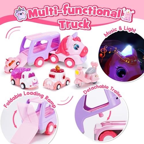 EUCOCO Spielzeug ab 1 2 3 4 5 6 Jahre Mädchen, LKW Spielzeug Geschenk Mädchen 1-6 Jahre Einhorn Geschenke für Kinderspielzeug ab 1-6 Jahre… – Ansicht 3