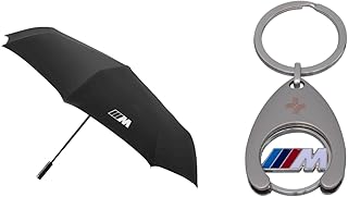 BMW M Pocket Umbrella - Automatic Umbrella with M Logo, Carbon Effect Handle & Umbrella Cover - Black - Original Accessories Compact Umbrella Windproof, Lightweight & Stable + Shopping Chip