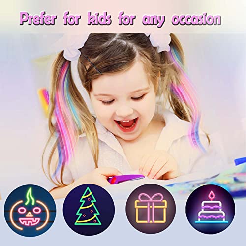 36Pcs Colored Clip In Hair Extensions 22" Colorful Hair Extensions For Kids Rainbow Hair Extension Colorful Hair Extensions Multi-Colors Party Highlights Synthetic Hairpieces (36 Colors Set) #TOP6